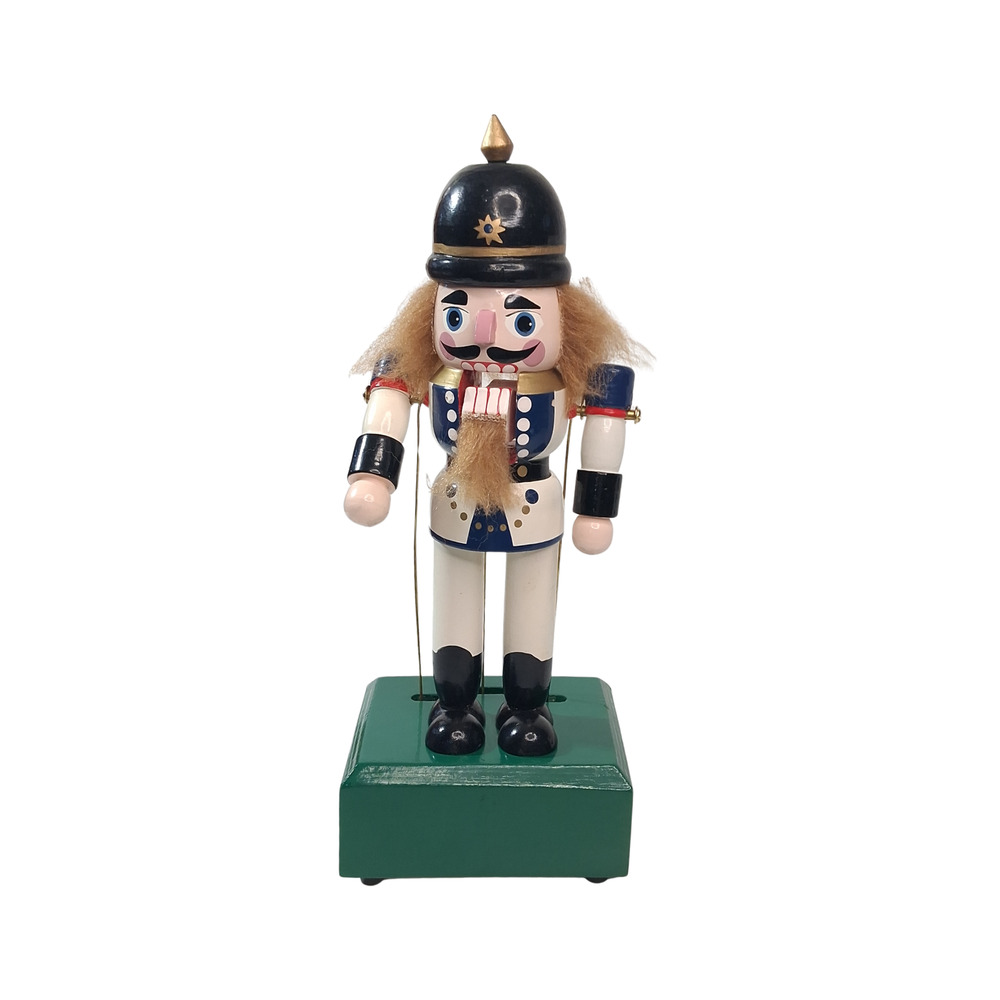 Kurt S. Adler Musical Wooden Wind Up Policeman Nutcracker With Motion 11.5"